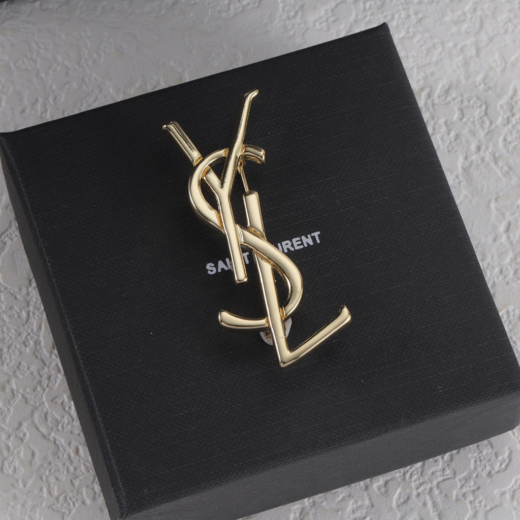 Polished Stacked Letter Brooch