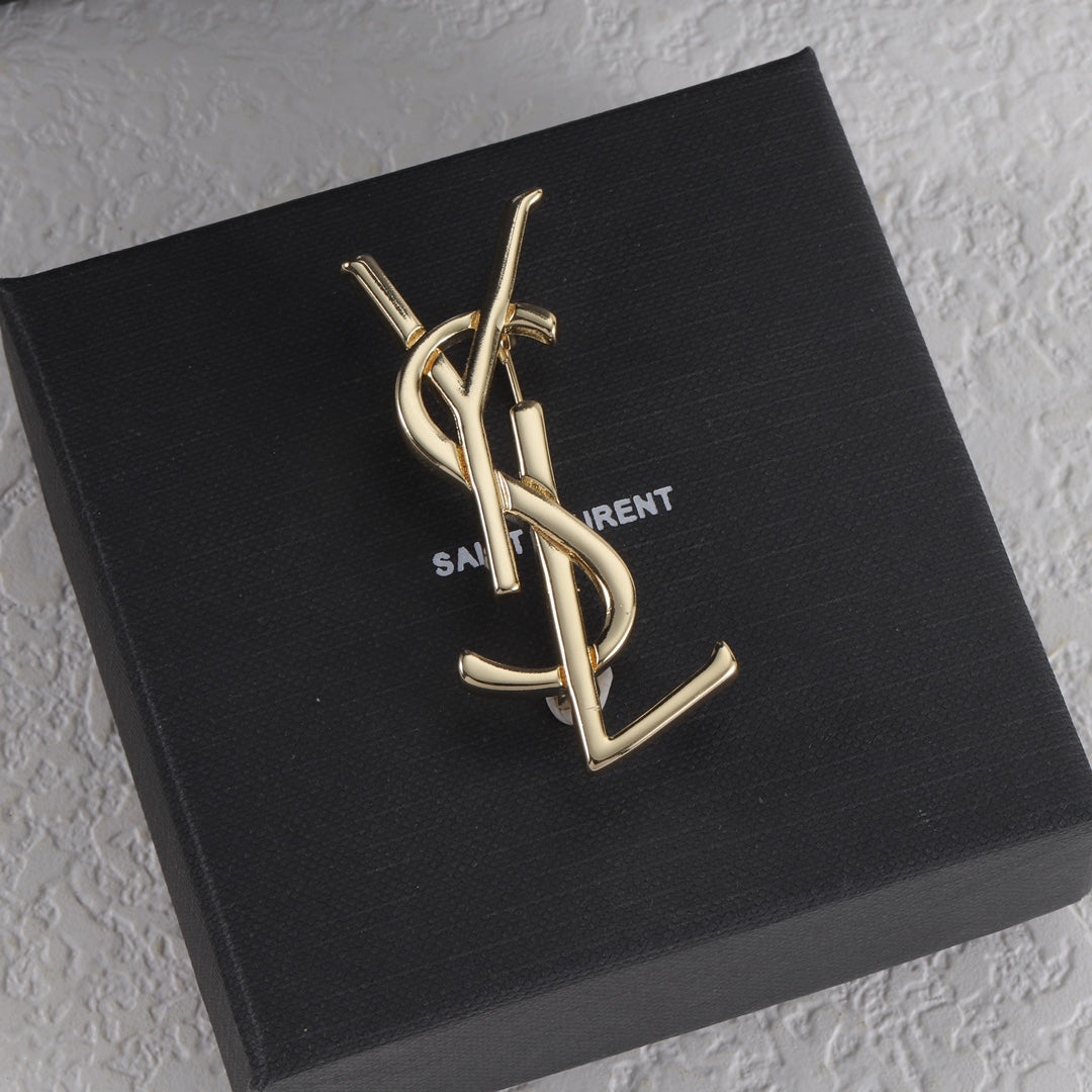 Polished Stacked Letter Brooch