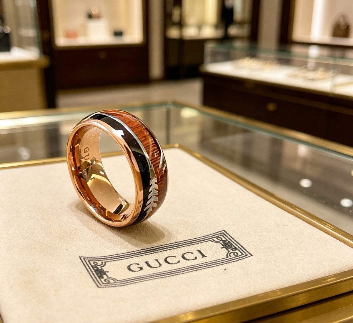 Color-Inlay Lettered Multi-Band Ring