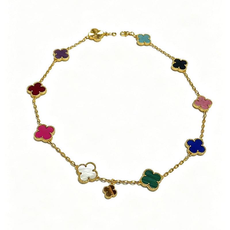 Collar de estación de cuatrifolio multicolor