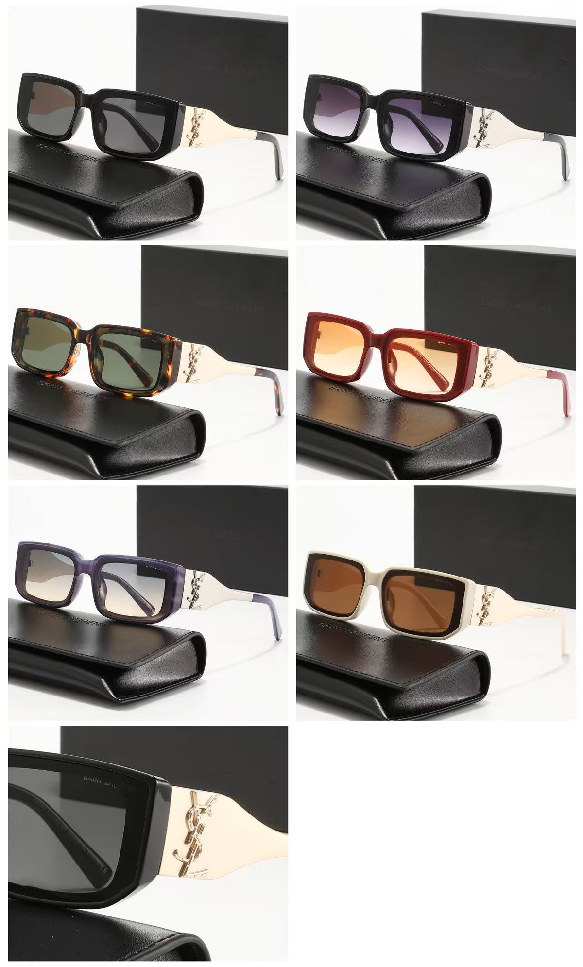 Wide Square Sunglasses with Contrast Metal Temples