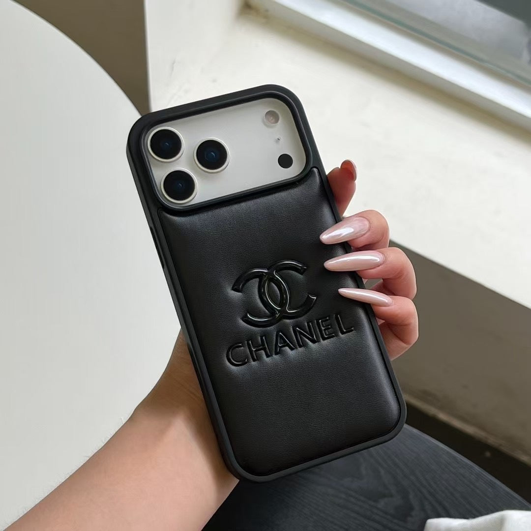 Quilted and Plain Emblem Phone Case - Style Options