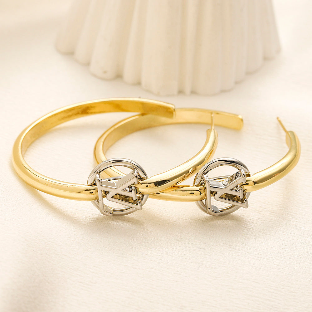 Copper Double Monogram Hoop Earrings