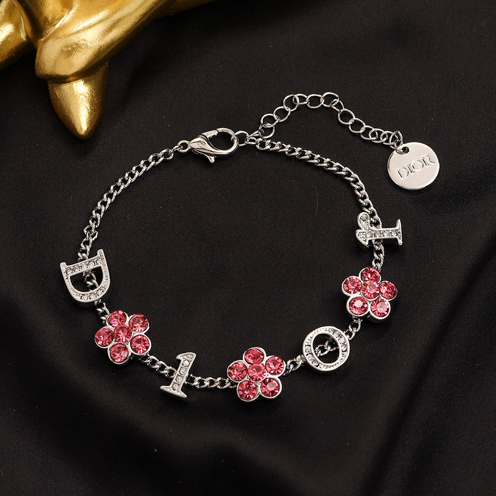 Alloy Floral Letter Earrings, Bracelet & Necklace Collection