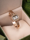 25mm Crystal-Accent Bangle Watch - Rose Gold / White Patterned Dial