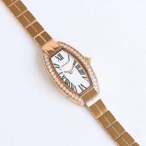 23mm Crystal Tonneau Bracelet Watch - Rose Gold / White