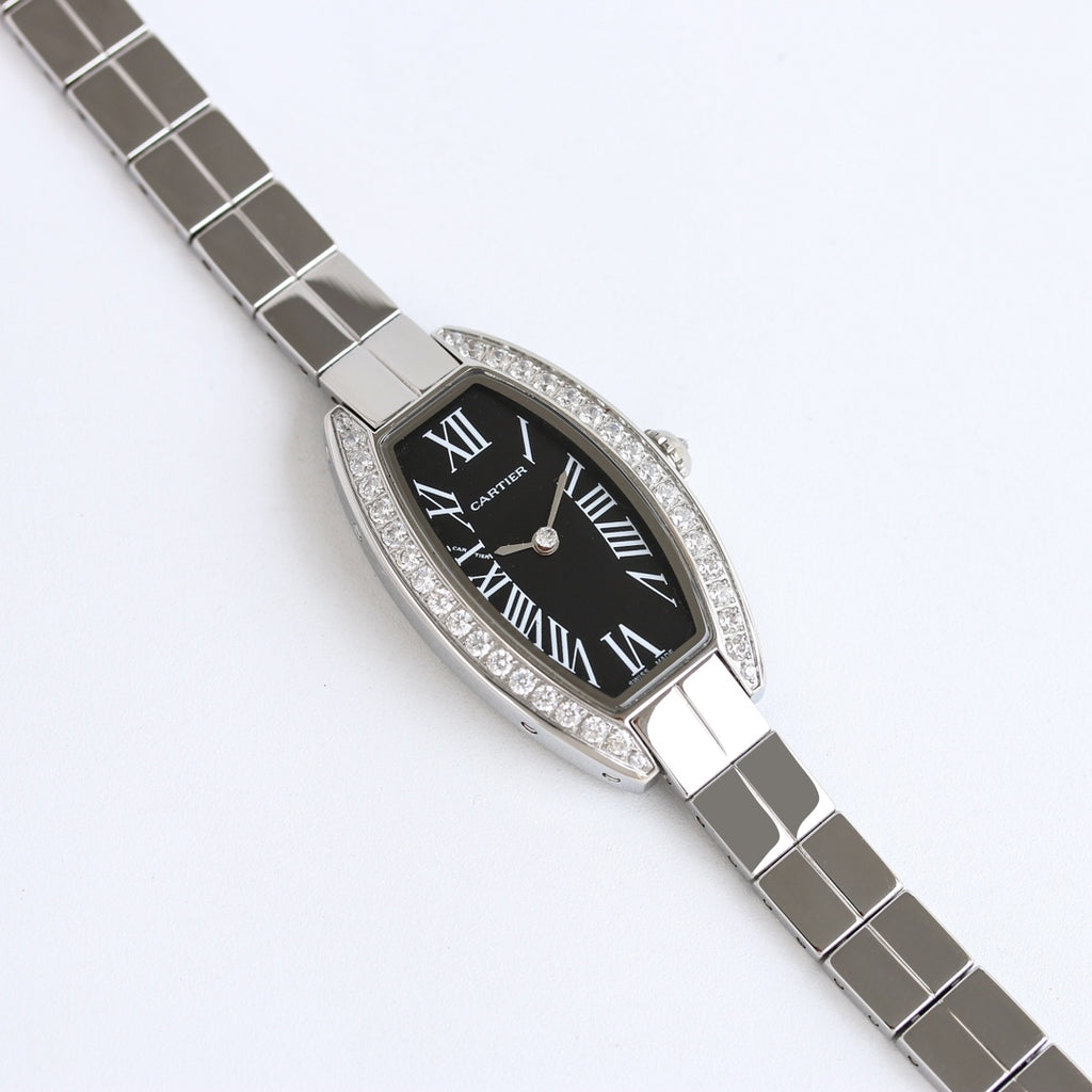 23mm Crystal Tonneau Bracelet Watch - Silver / Black