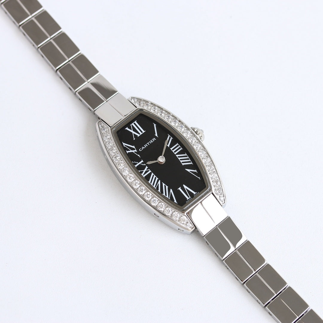 23mm Crystal Tonneau Bracelet Watch - Silver / Black