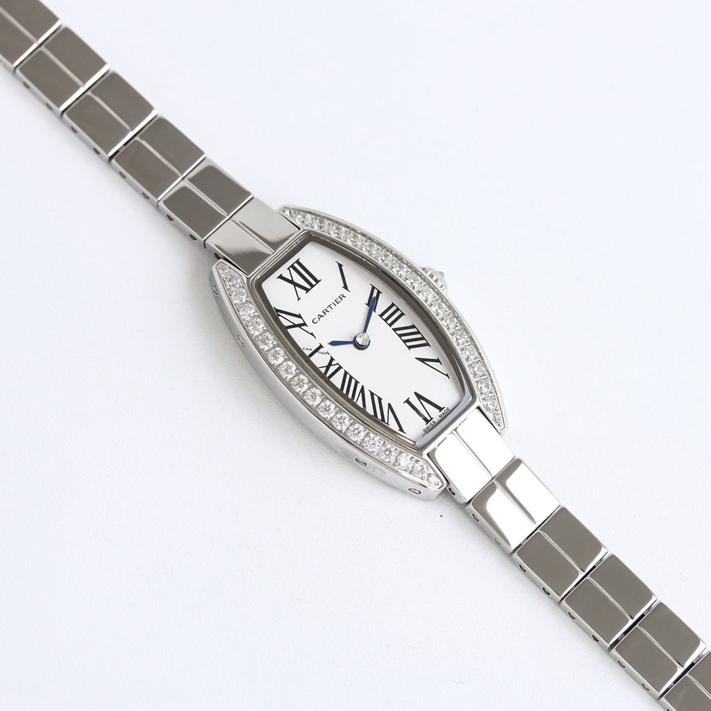 23mm Crystal Tonneau Bracelet Watch - Silver / White / Blue Hands