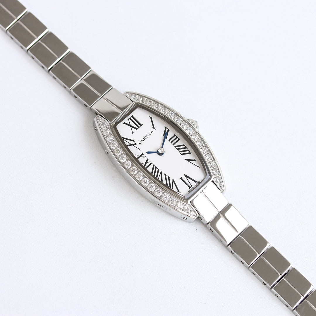 23mm Crystal Tonneau Bracelet Watch - Silver / White / Blue Hands