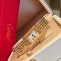 Mini Gold-Tone Rectangular Bracelet Watch - Gold / Cream