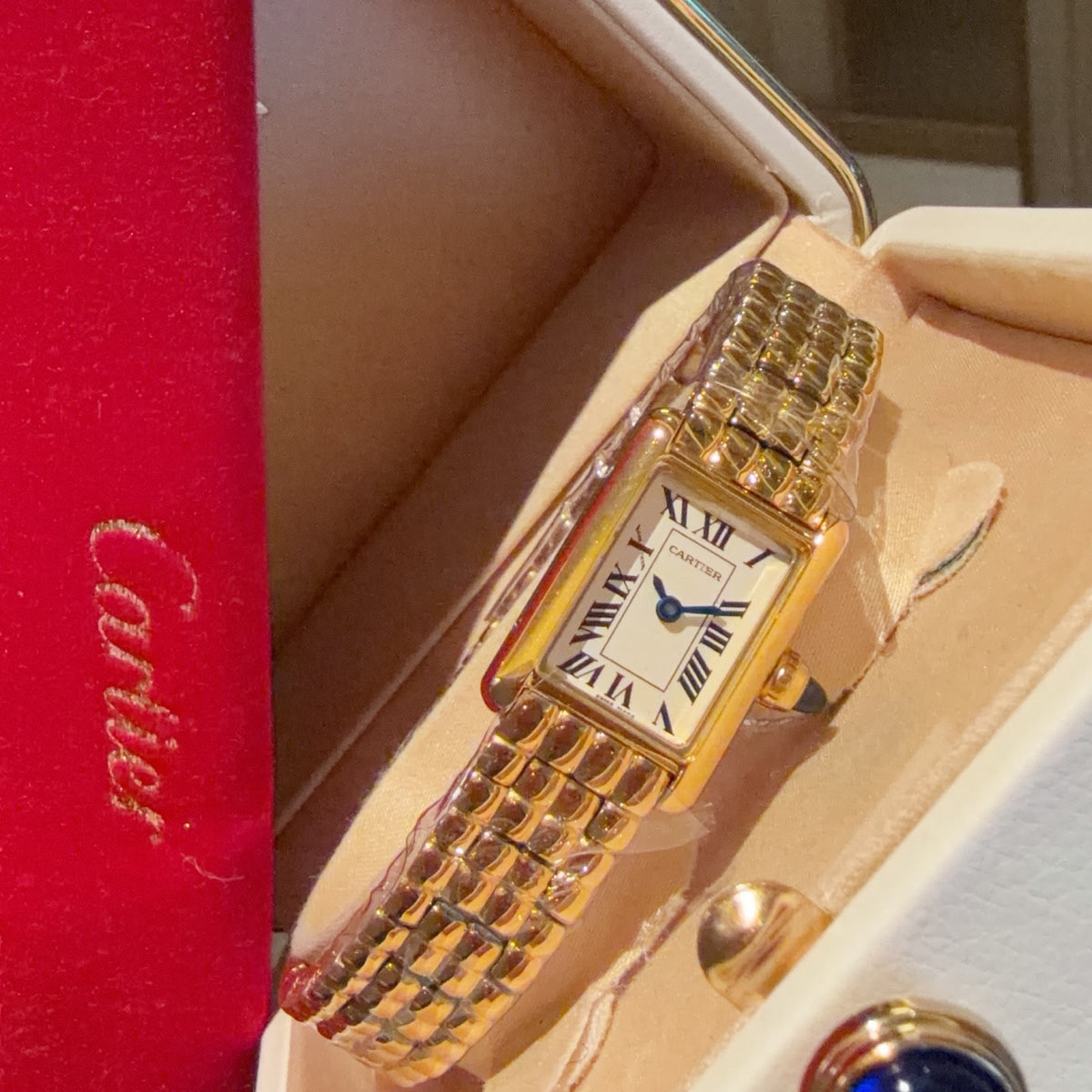 Mini Gold-Tone Rectangular Bracelet Watch - product view 2