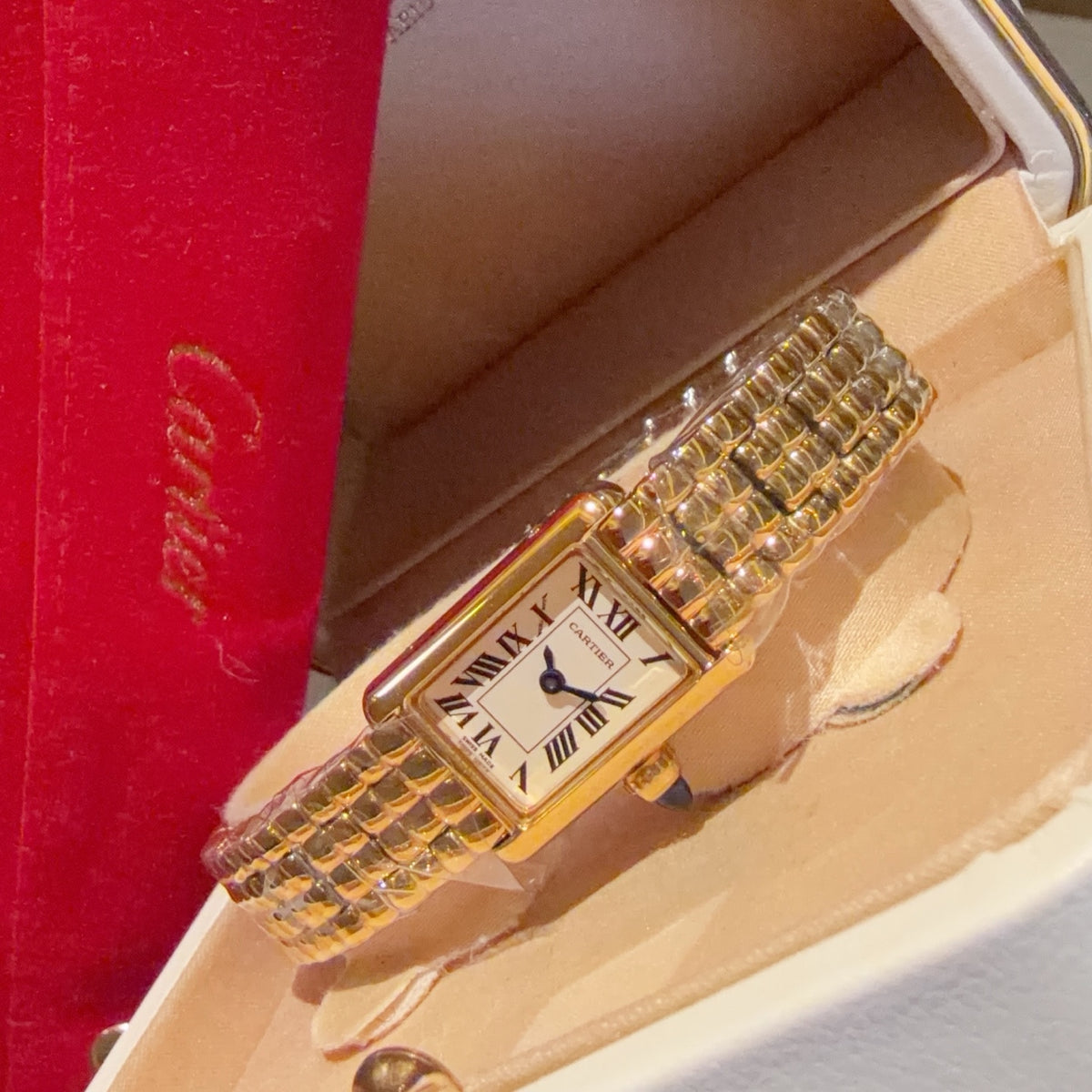 Mini Gold-Tone Rectangular Bracelet Watch - product view 5