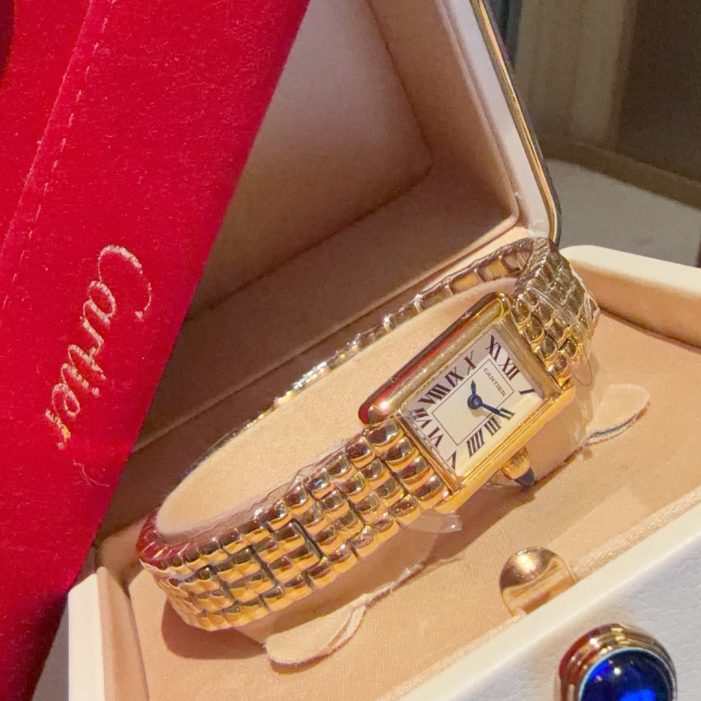 Mini Gold-Tone Rectangular Bracelet Watch - product view 6