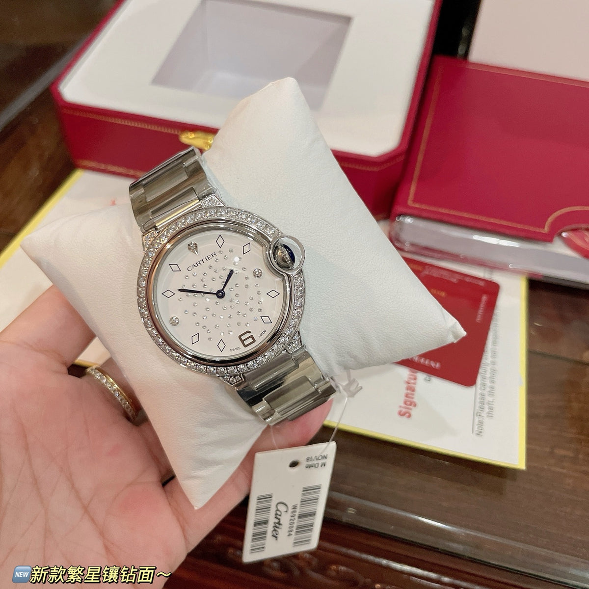 36mm Crystal Dial Quartz Bracelet Watch - Silver