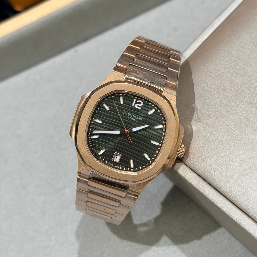 35 mm gold-tone watch - Forest Green - smooth bezel