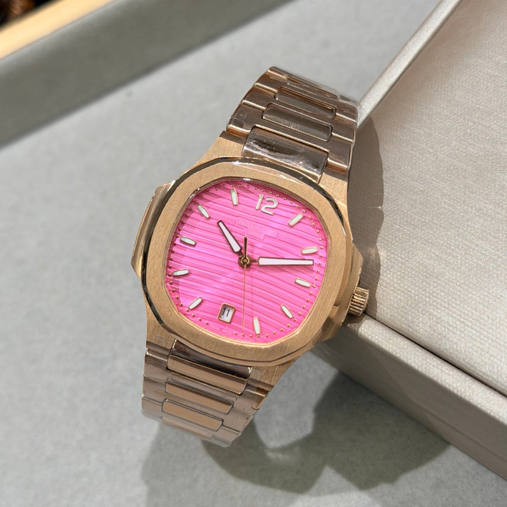 35 mm gold-tone watch - Hot Pink - smooth bezel