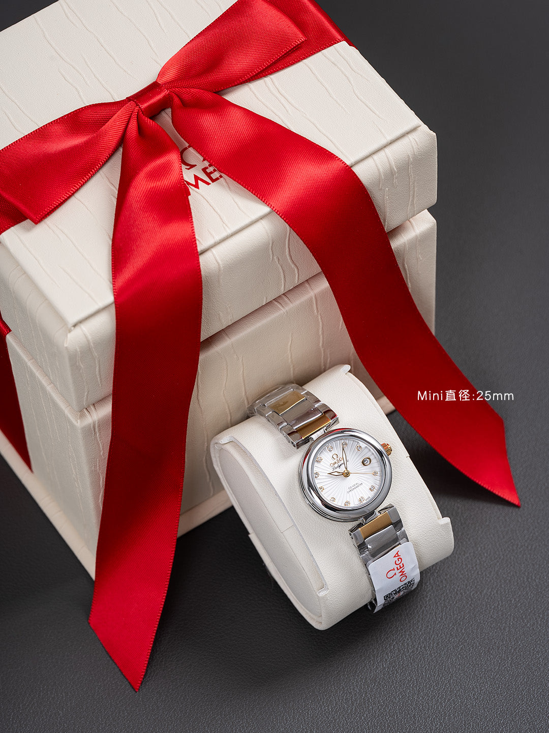 25 mm two-tone watch - White / Textured Dial - smooth bezel