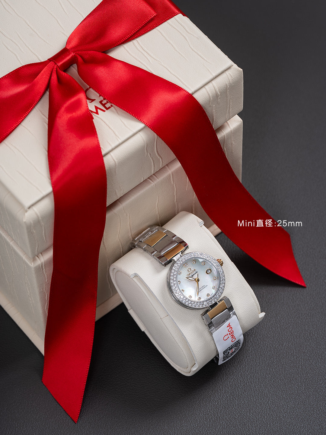 25 mm two-tone watch - White / Smooth Dial - crystal-set bezel