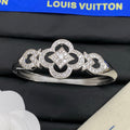 Pave Quatrefoil Open Cuff Bracelet