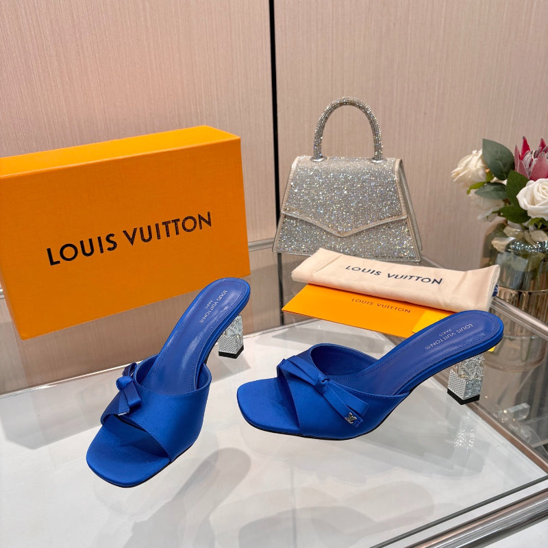 Padded Cross-Strap Heeled Mules