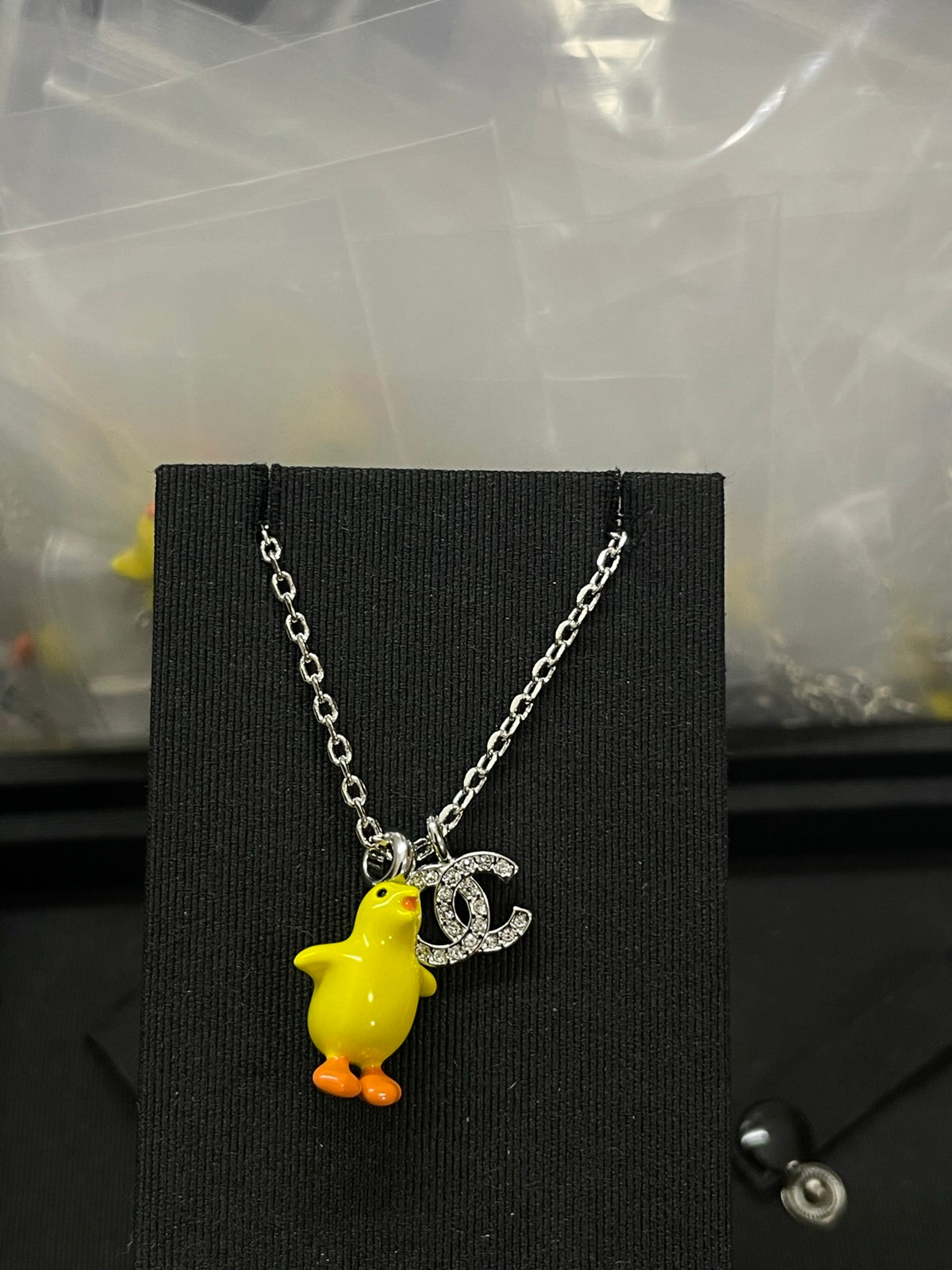 Yellow Bear & Interlocking-C Charm Necklace