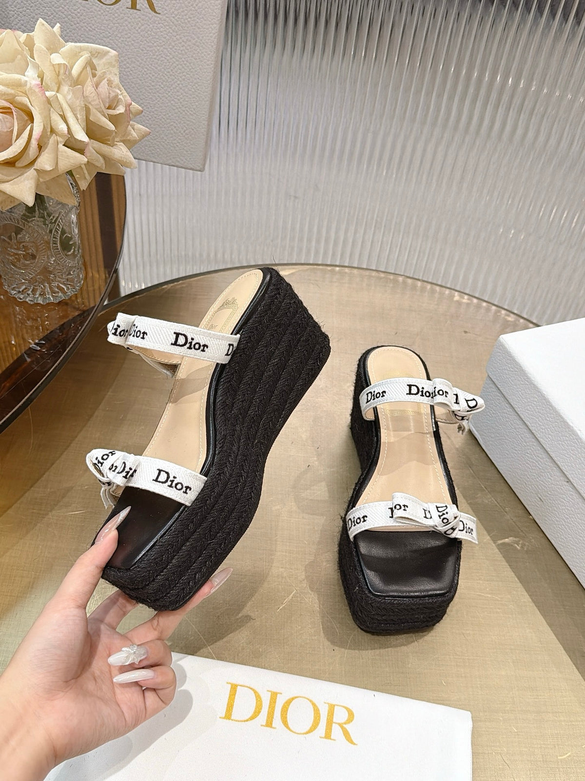 Lettered Strap Platform Sandals