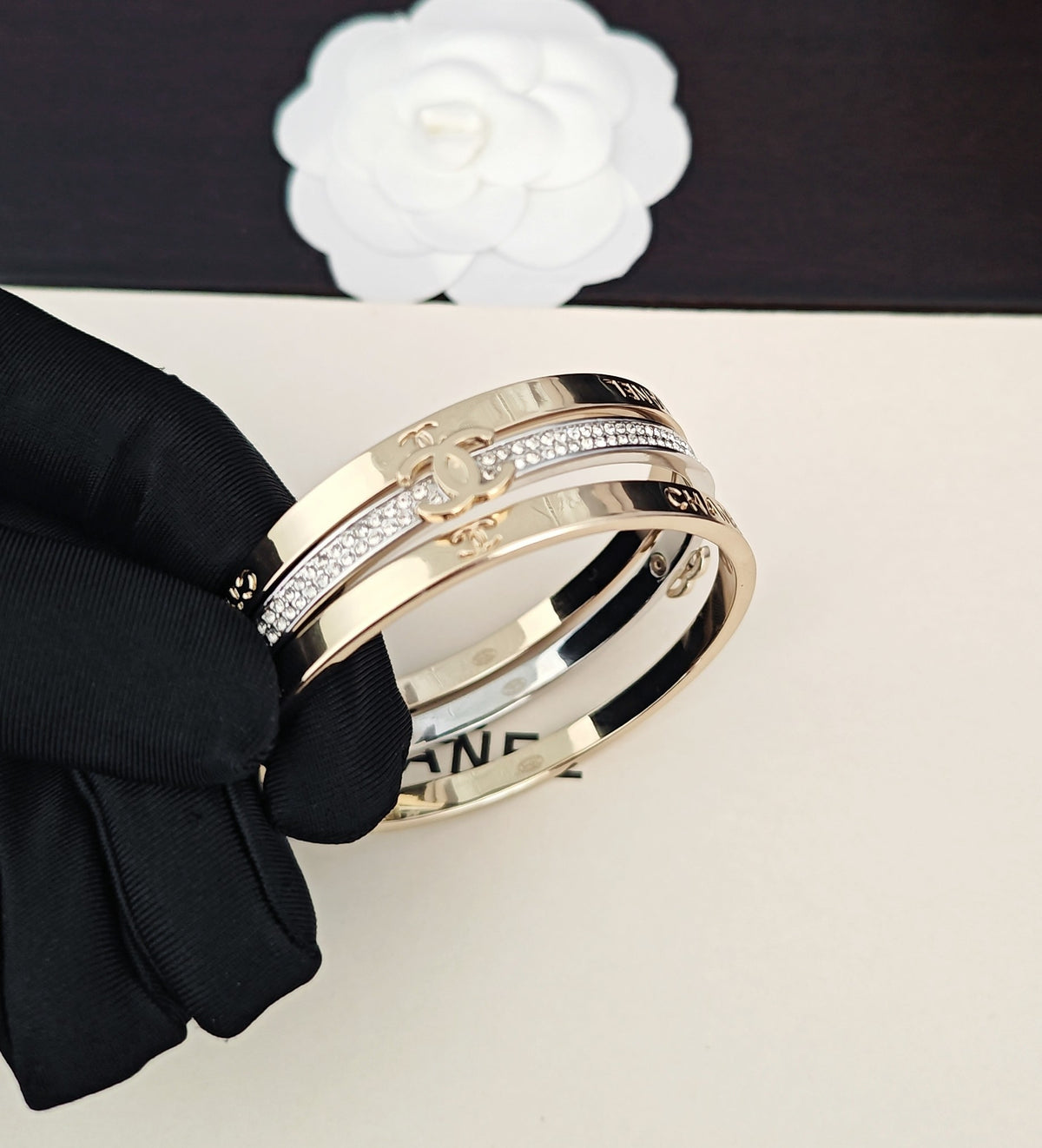 Triple-Band Pave Cuff Bracelet