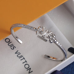 Pave Monogram & Bead Cuff Bracelet