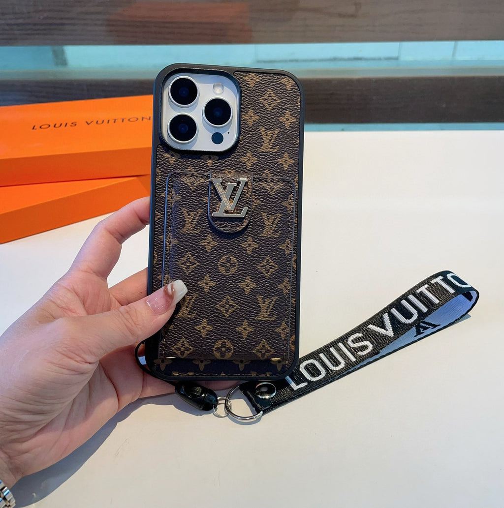 Monogram Phone Case with Strap and Card Pocket