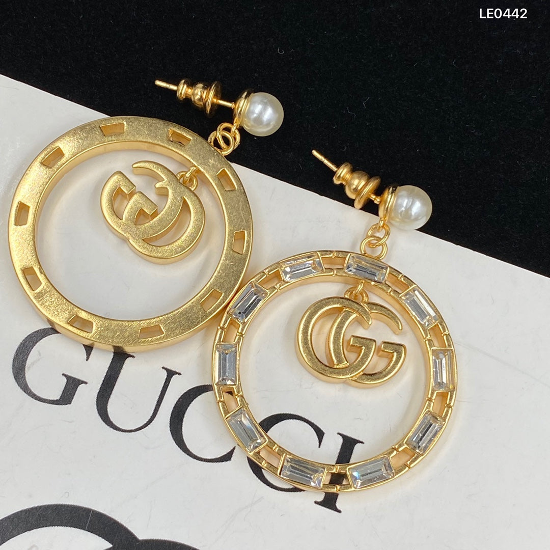 Baguette-Accent Circle Drop Earrings