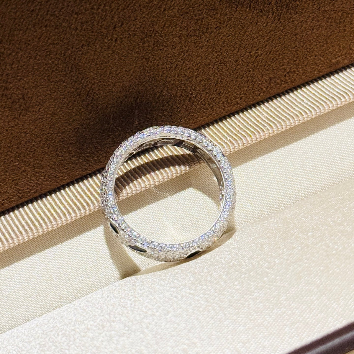 Silver-Tone Pave Spotted Band Ring