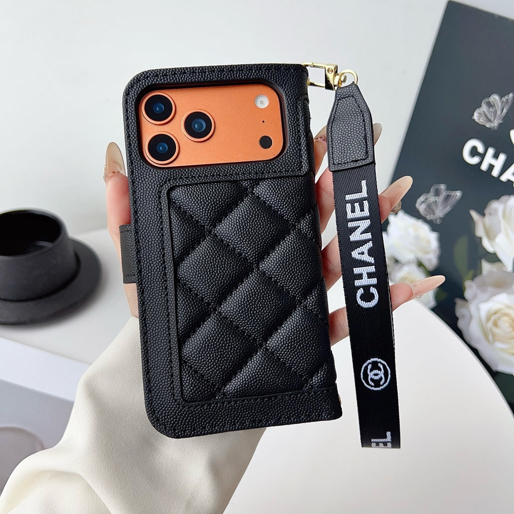 Funda acolchada para teléfono con correa ancha con letras
