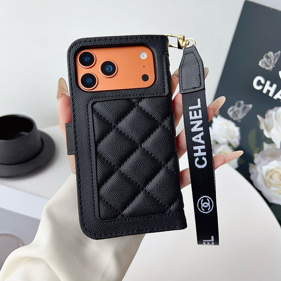 Quilted Phone Case with Wide Lettered Strap