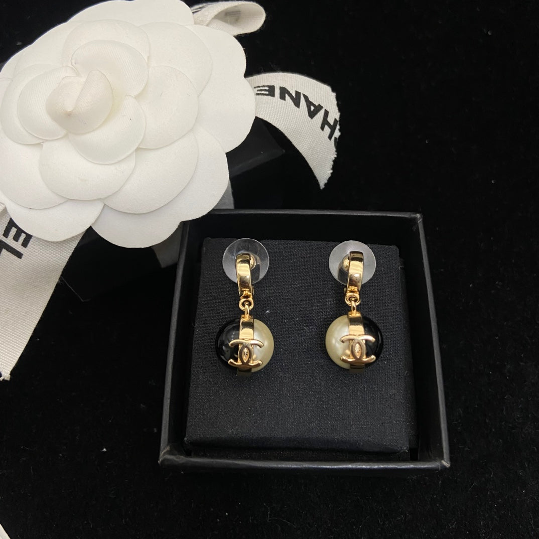 Polished Ball Charm Hoop Earrings