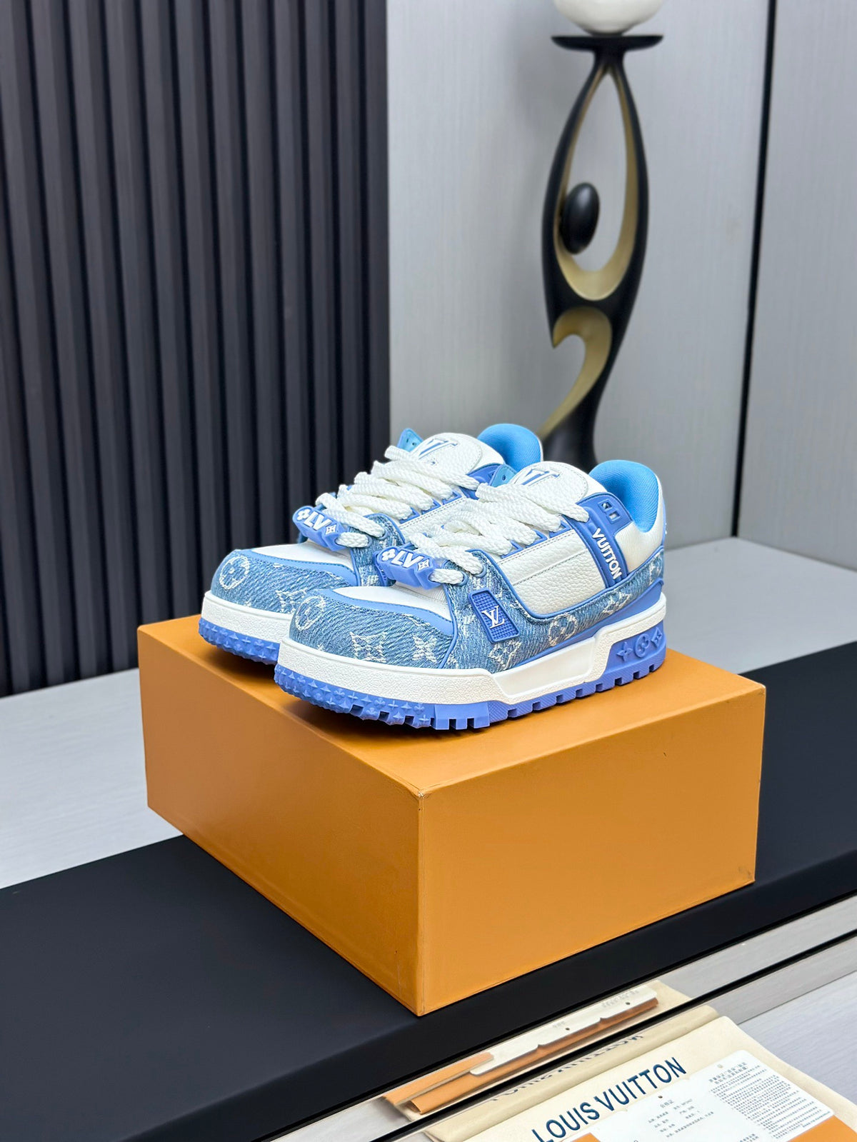 Blue Monogram Chunky Low-Top Sneakers