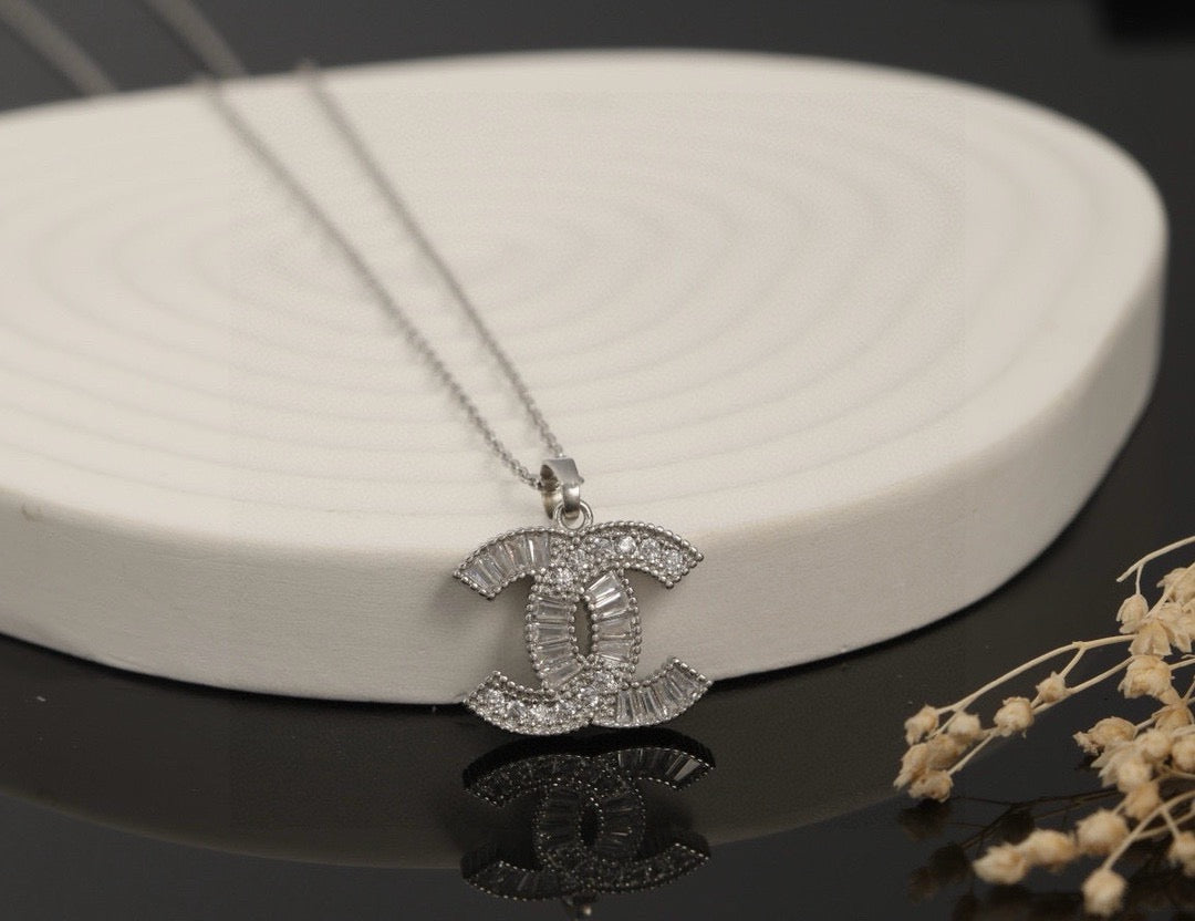 Double-Chain Interlocking-C Pendant Necklace