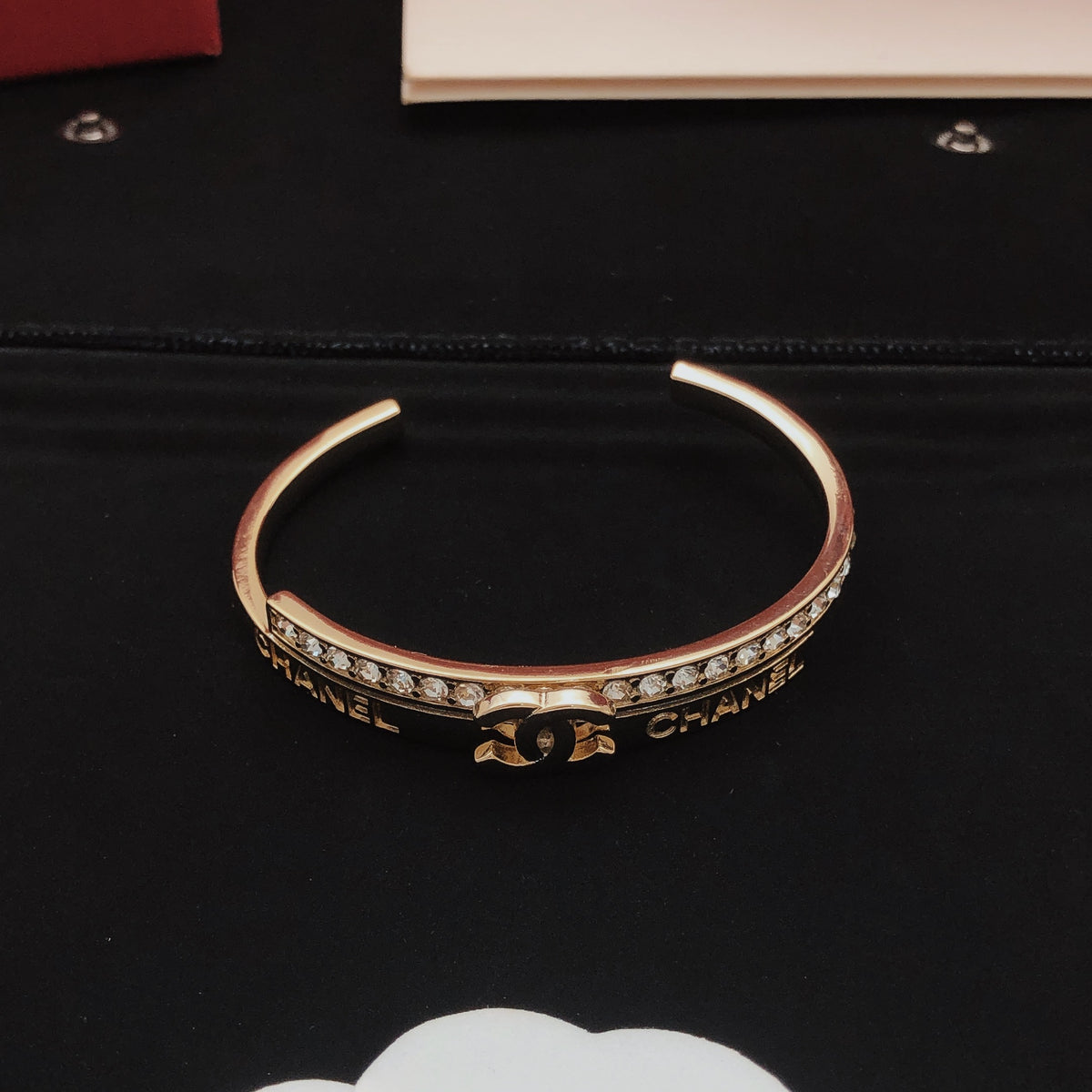 Letter-Engraved Interlocking-C Cuff Bracelet