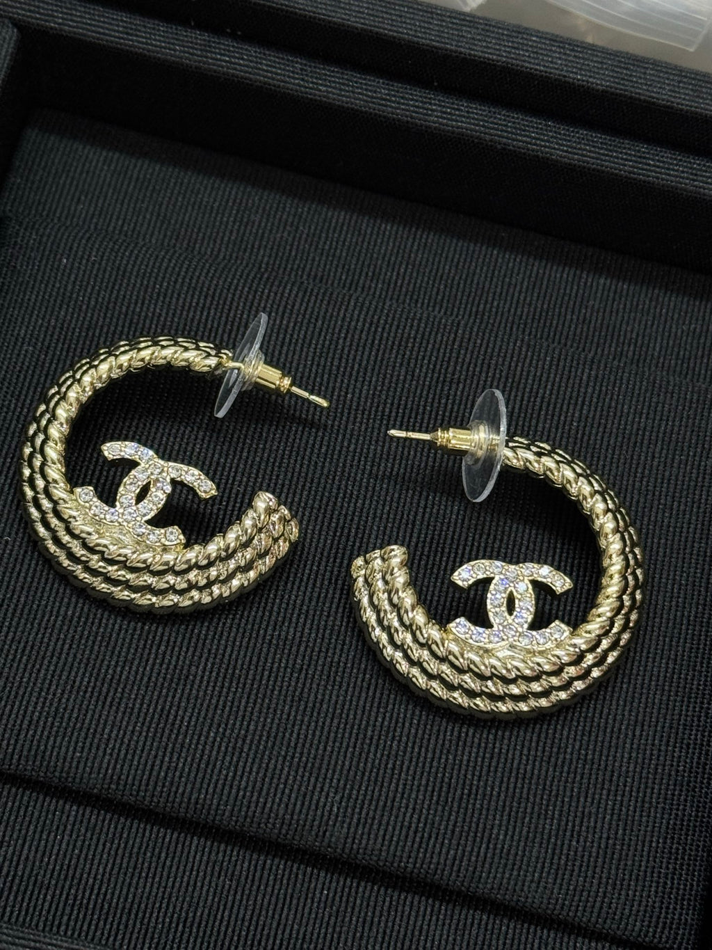 Triple-Row Beaded Hoop Earrings