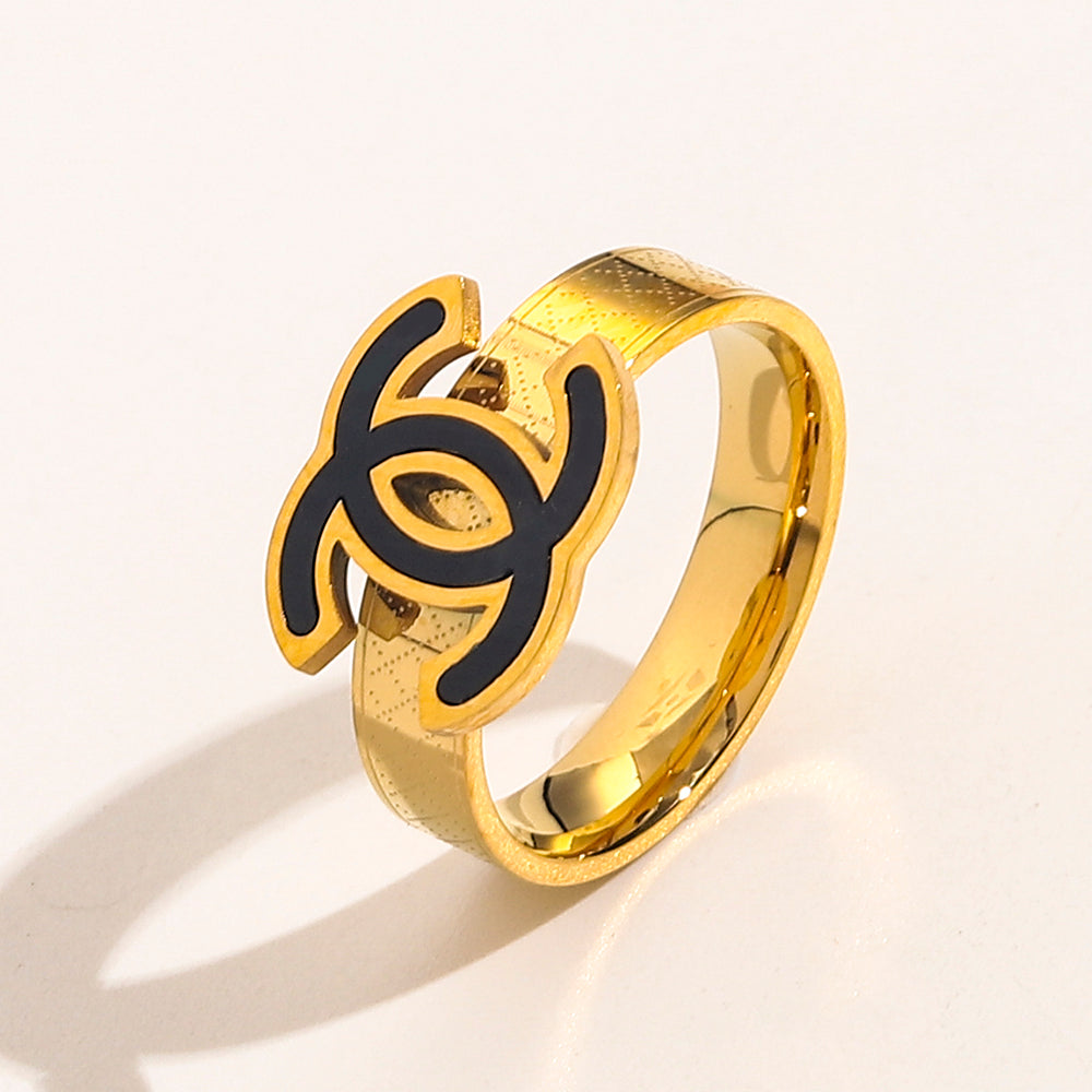 304 Stainless Steel Color-Inlay Emblem Band Ring