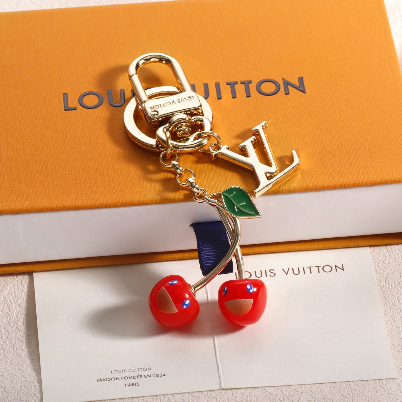 Cherry & Letter Charm Keychain