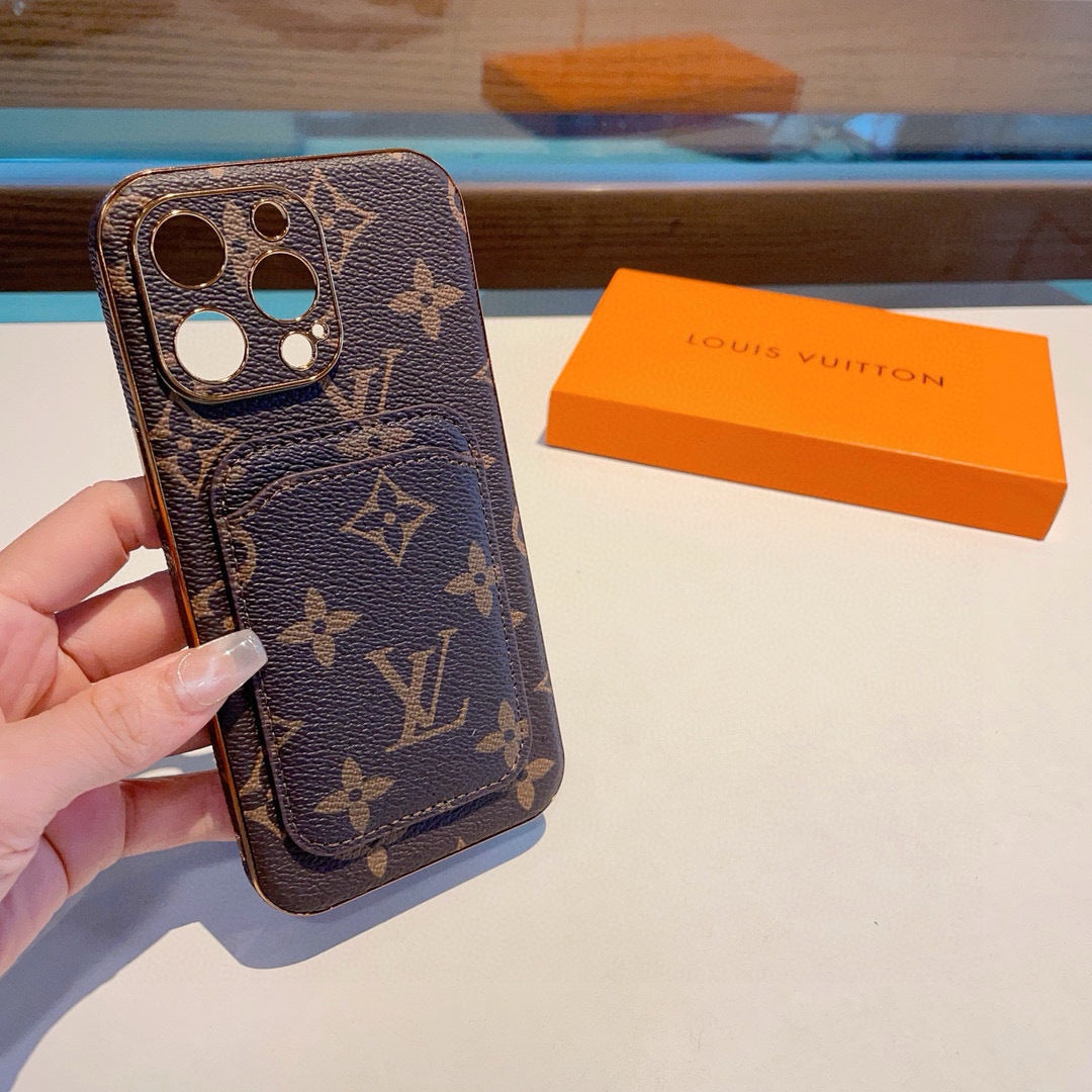 Funda para teléfono con monograma y bolsillo para tarjetas