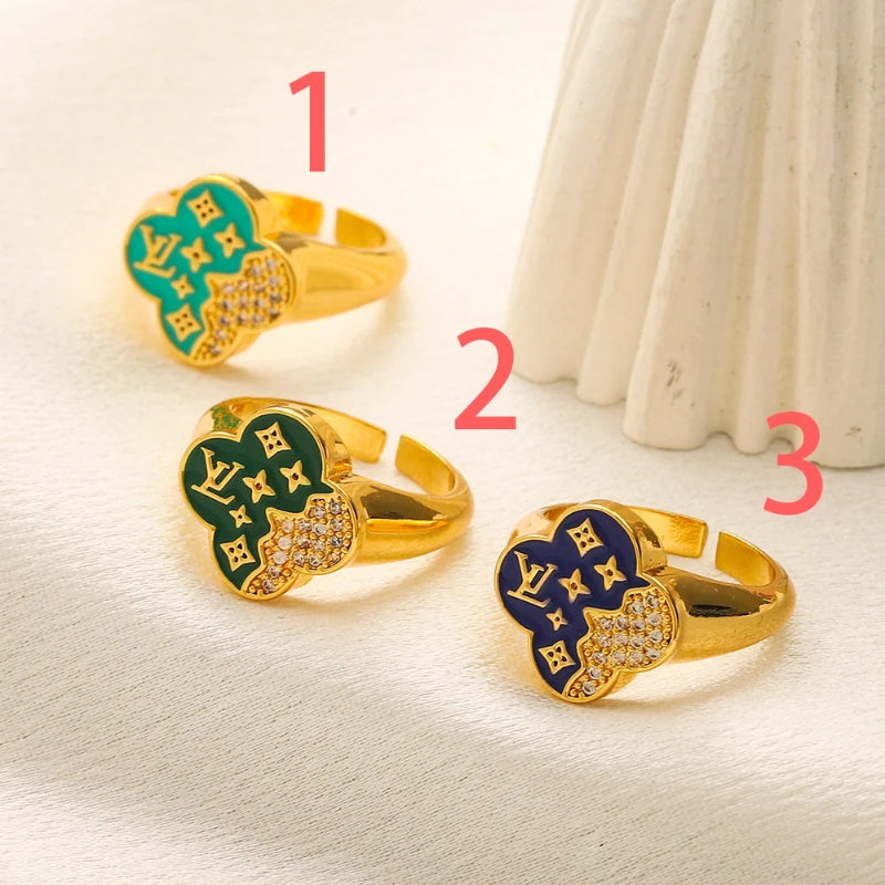 Color-Inlay Monogram Round Ring
