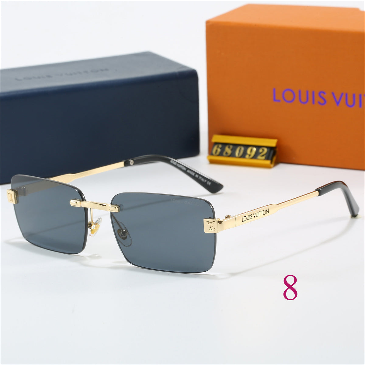Rimless Square Sunglasses with Monogram Lenses