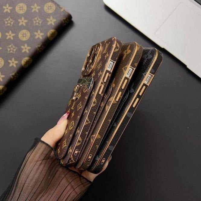 Glossy Monogram Phone Case with Hand Strap