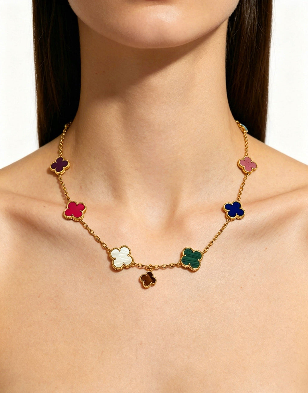 Collar de estación de cuatrifolio multicolor