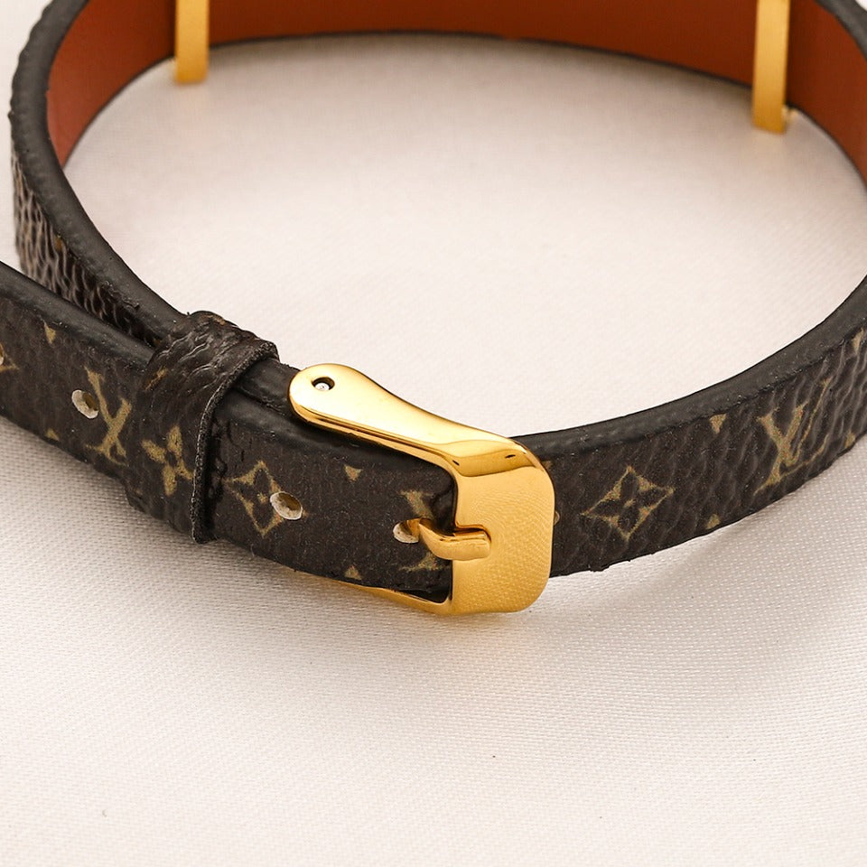 304 Stainless Steel Engraved Plate Monogram Strap Bracelet