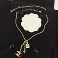 Gold Tone Multi-Charm Long Sweater Necklace, Perfume Bottle & Starfish Pendants