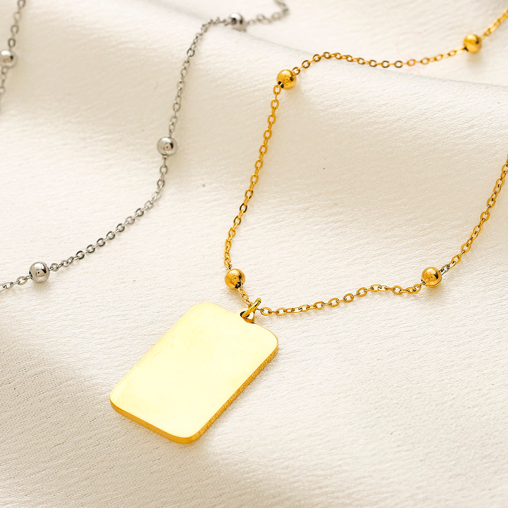 304 Stainless Steel Rectangular Monogram Tag Necklace