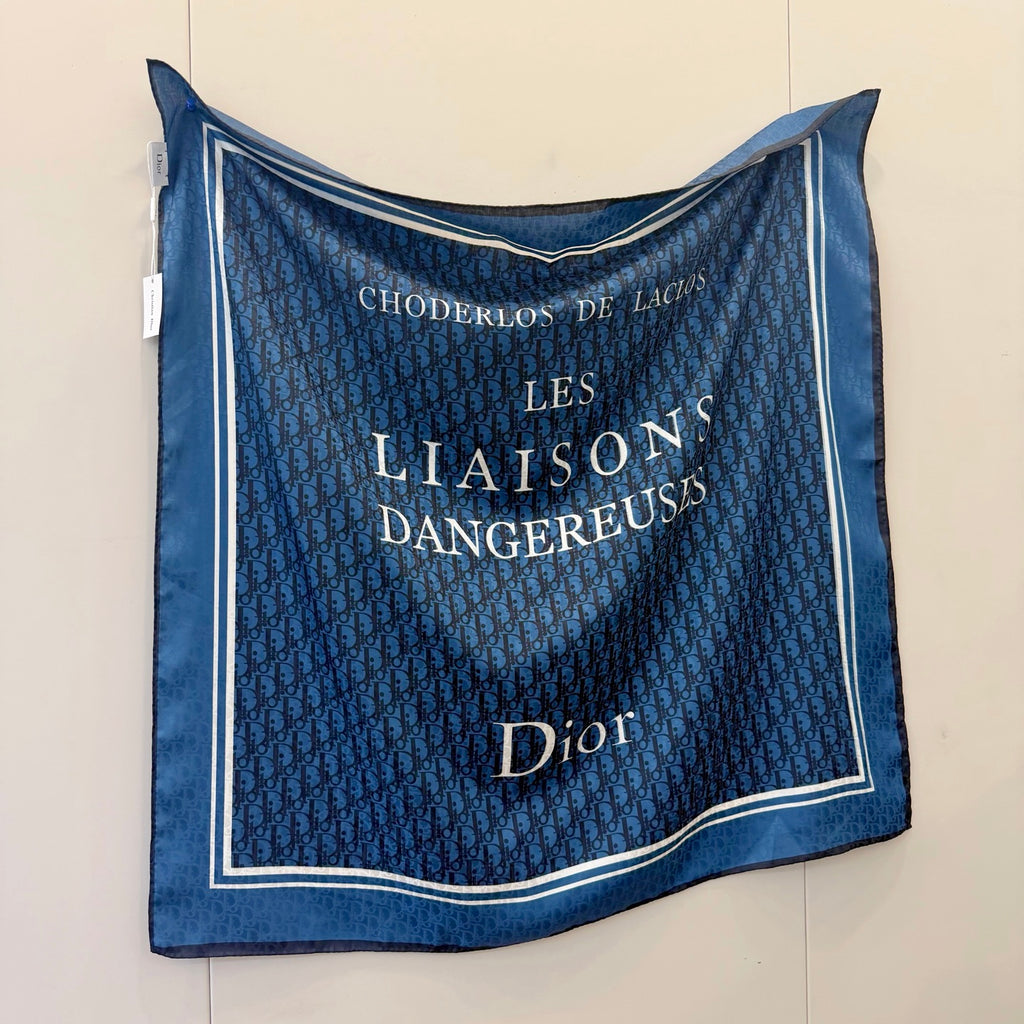 Foulard carré à monogramme et bordure rayée – 90 x 90 cm